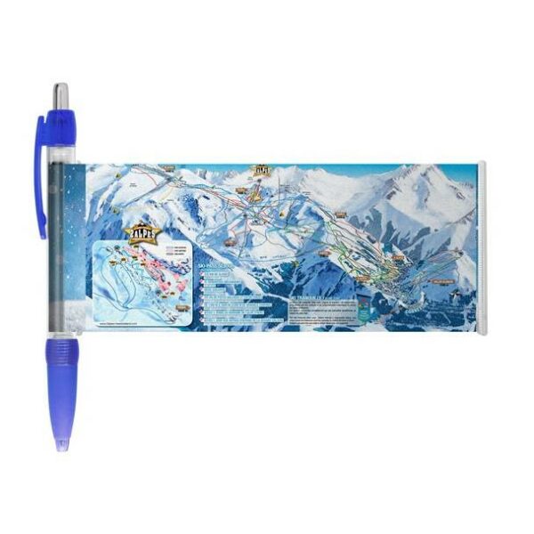 Stylo personnalisable avec bannière déroulante.