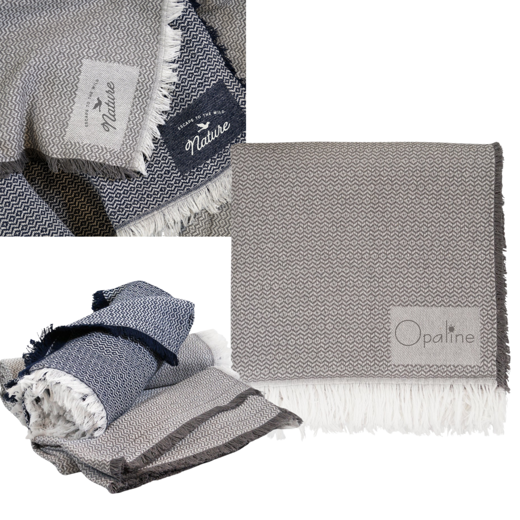 Plaid en tissage jacquard, personnalisable, fabrication européenne, doux et résistant.