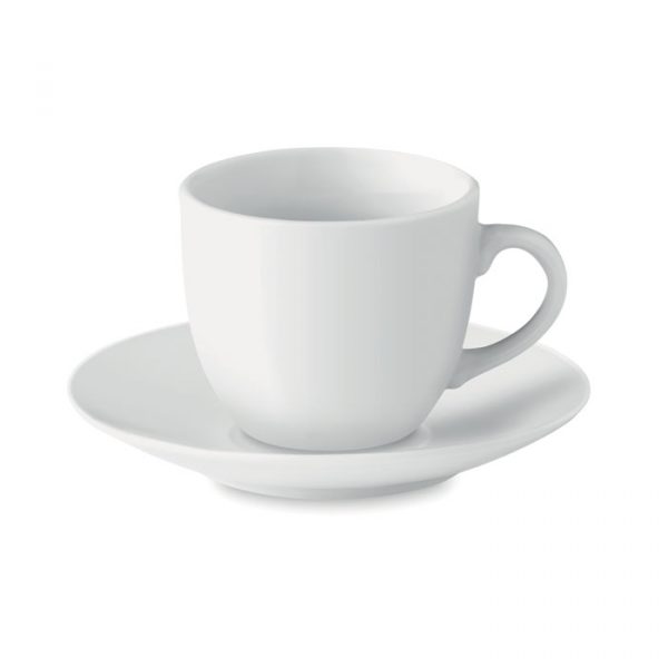 Tasse et sous tasse en porcelaine personnalisable . Contenance: 80 ml.