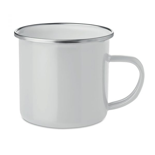 Mug personnalisable vintage en métal avec couche d'émail.