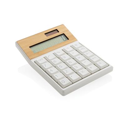 Calculatrice en bambou et plastique recyclé, personnalisable.