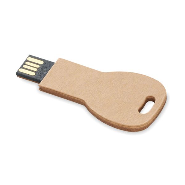 Clé USB personnalisable en papier en forme de clé.