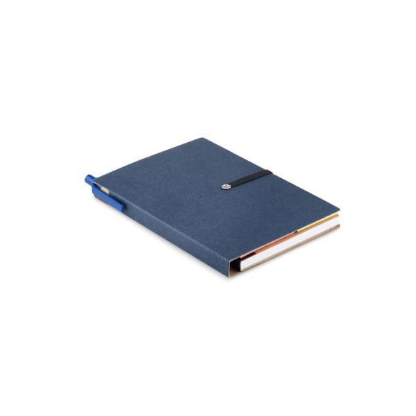 Carnet en carton recyclé avec bloc de notes adhésives et stylo personnalisable.