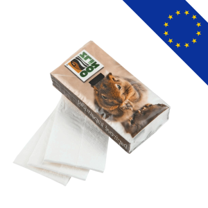 Paquet individuel plastifié contenant 10 mouchoirs en papier 3 plis, imprimé sur toute la surface, parfait pour une personnalisation optimale.