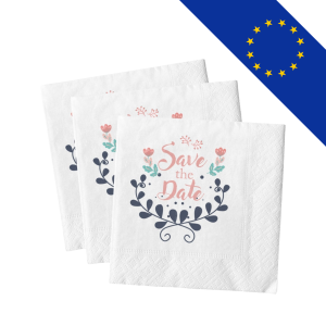 Serviette en papier personnalisable Quadri Express, format lunch 33x33 cm, certifiée FSC, fabriquée en Europe.