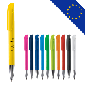 Stylo bille Toppoint design avec pointe en métal, finition opaque, encre bleue, fabriqué en Allemagne avec une cartouche Jumbo d'une portée d'écriture de 4,5 km.