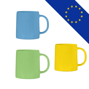 Tasse Laurel en céramique 80ml avec personnalisation par transfert sérigraphique, fabriquée en Europe.