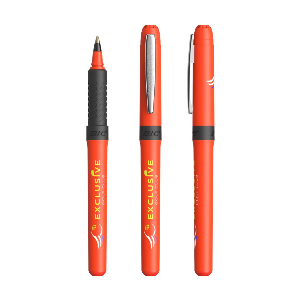 Stylo BIC® Grip Roller avec encre à séchage rapide.