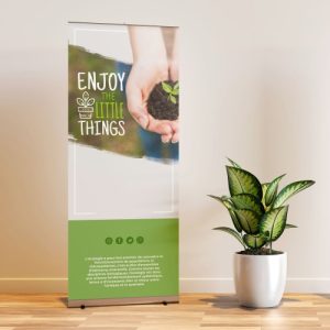 Toile écologique Evergreen JET UP pour roll-up et supports de communication.