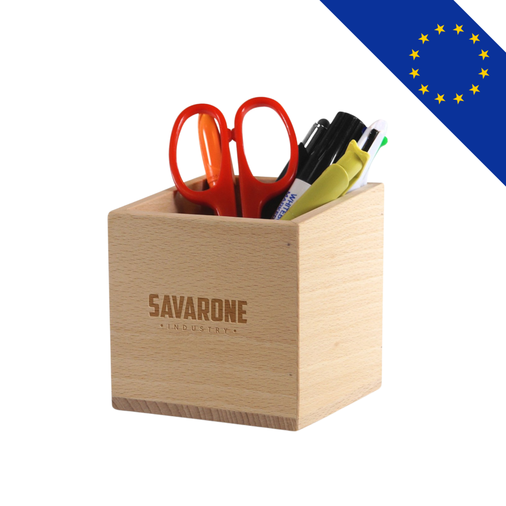 Pot à crayons en bois made in europe personnalisable