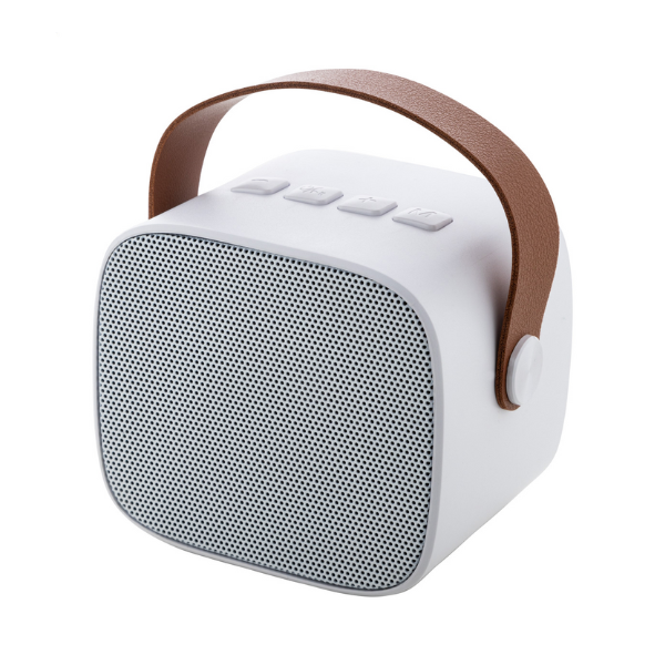 Enceinte Bluetooth en ABS recyclé avec anse en PU personnalisable