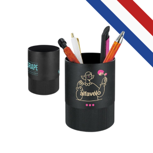 Pot à crayons en plastique recyclé personnalisable.