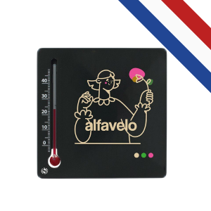 Thermomètre carré en matière recyclée personnalisable.