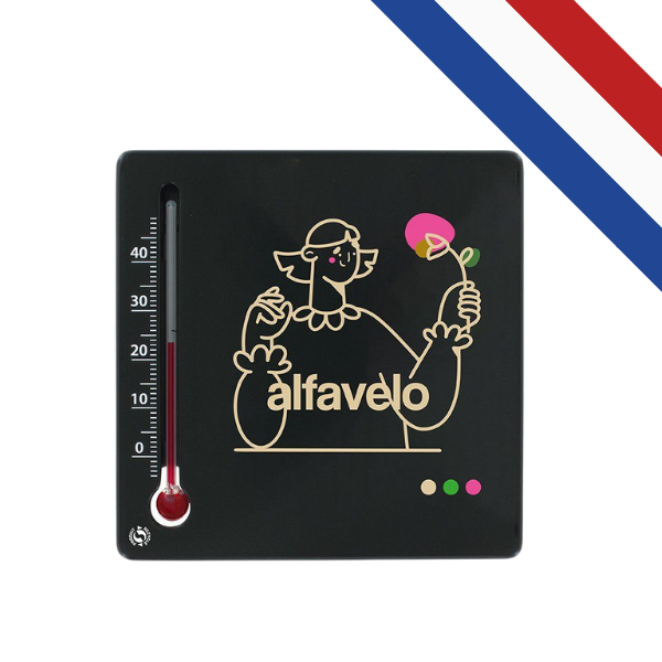 Thermomètre carré en matière recyclée personnalisable.