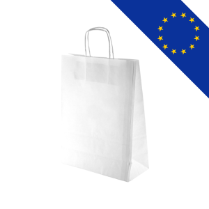Sac en papier kraft avec poignée torsadée colorée personnalisable.