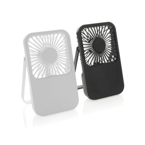 Ventilateur de bureau rechargeable Aervina personnalisable en plastique recyclé avec 3 vitesses réglables.