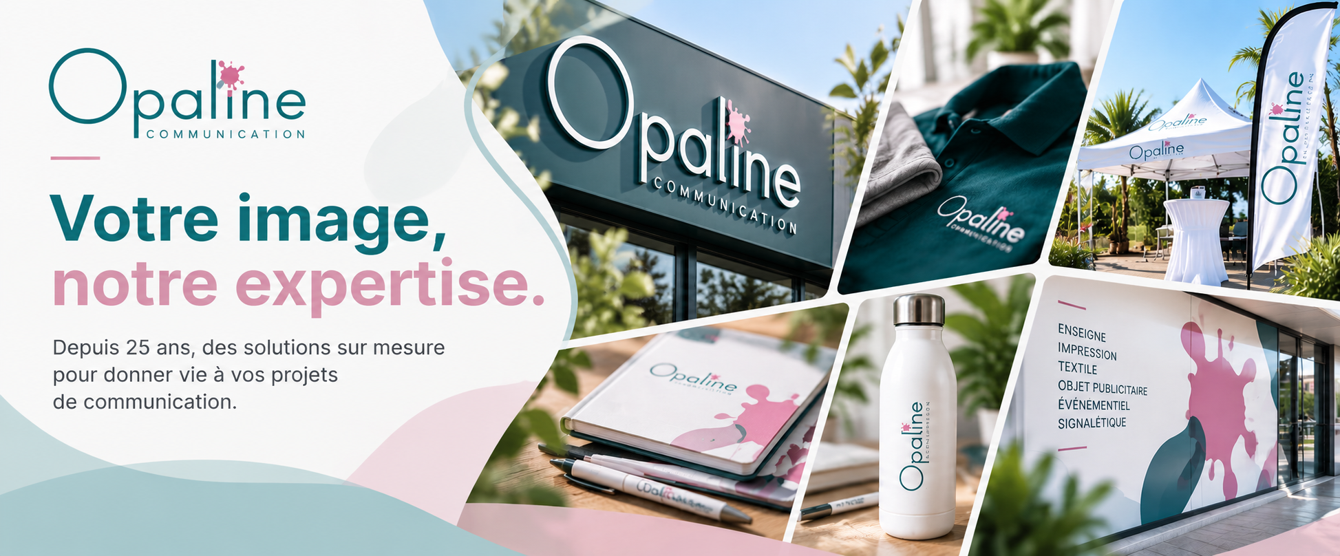 Bannière Opaline Communication, image de marque
