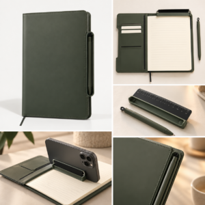 Carnet vert forêt et accessoires modulaires