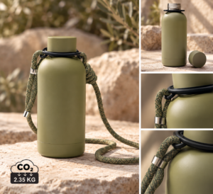 Gourde olive et cordon tressé naturel